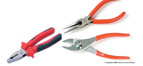 Two types of pliers commonly used in construction and engineering