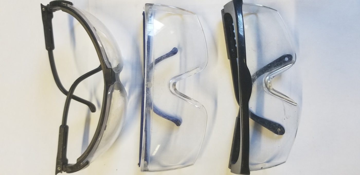 Three pairs of anti-fog safety lenses