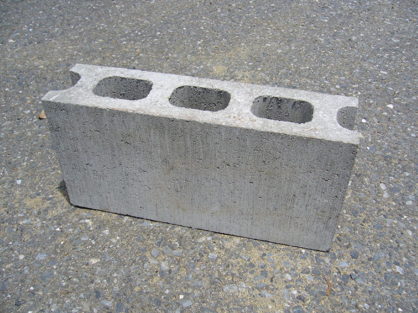 Concrete block on ground surface