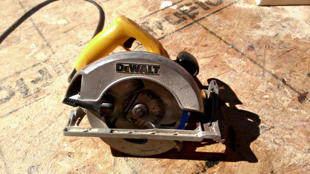 DeWalt circular saw on wooden surface