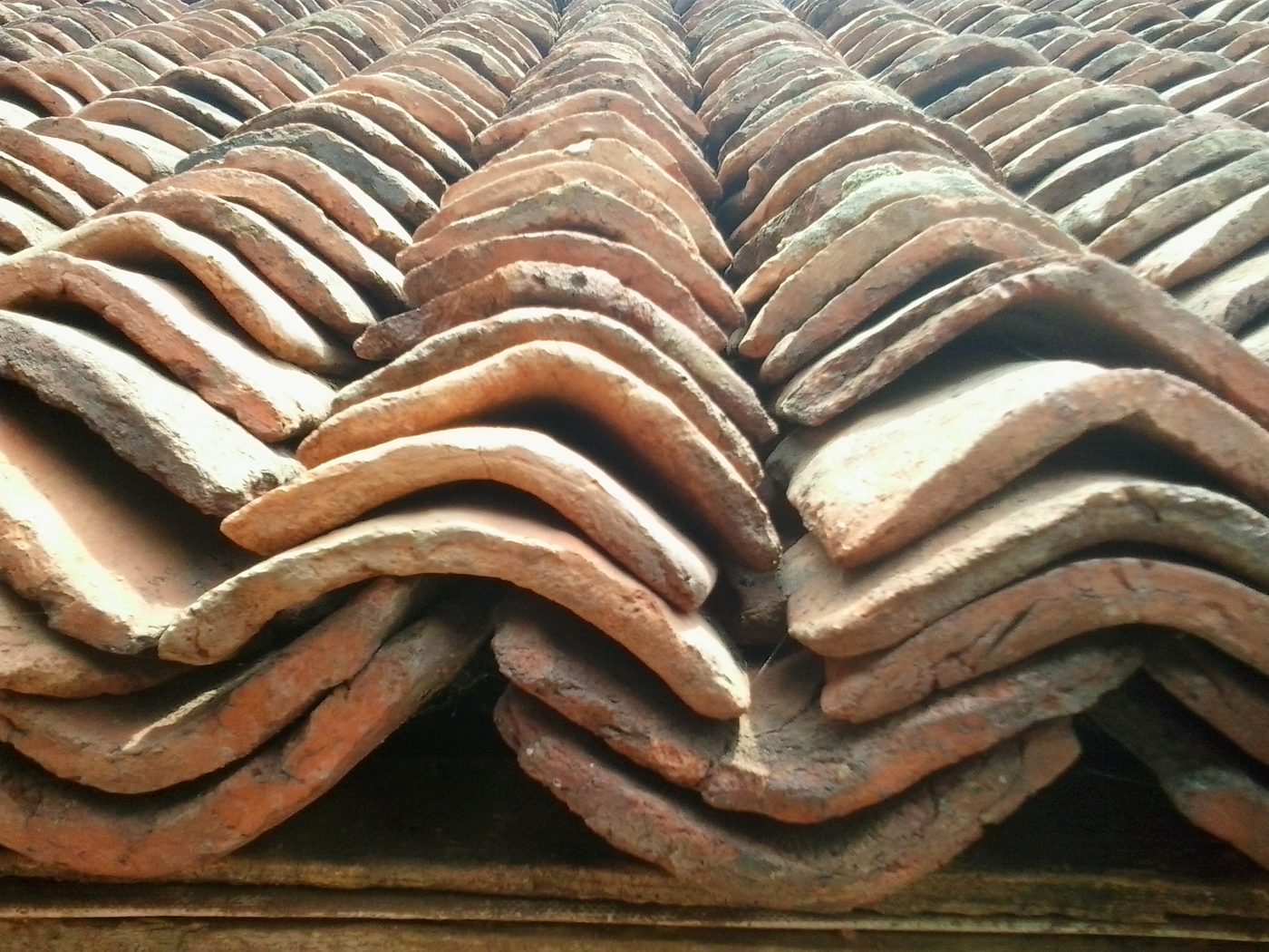 stacked clay roof tiles