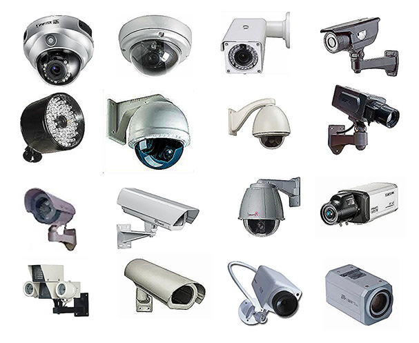 Various types of closed-circuit television cameras
