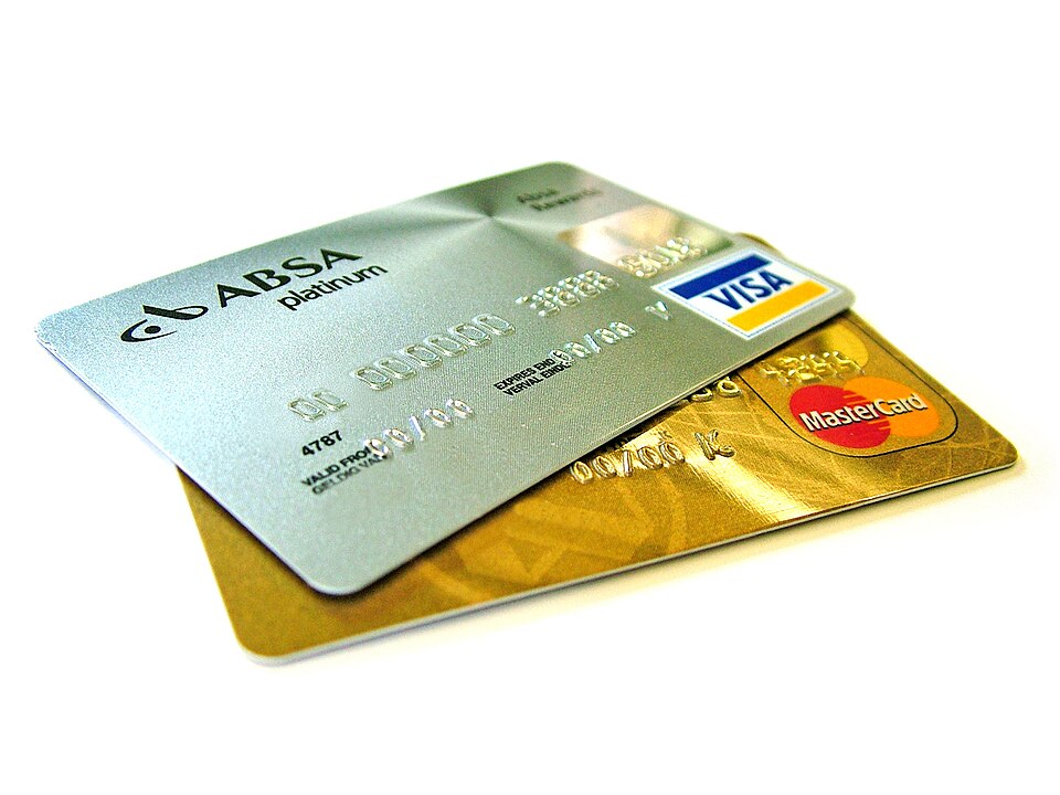 Two credit cards showing Visa and MasterCard logos