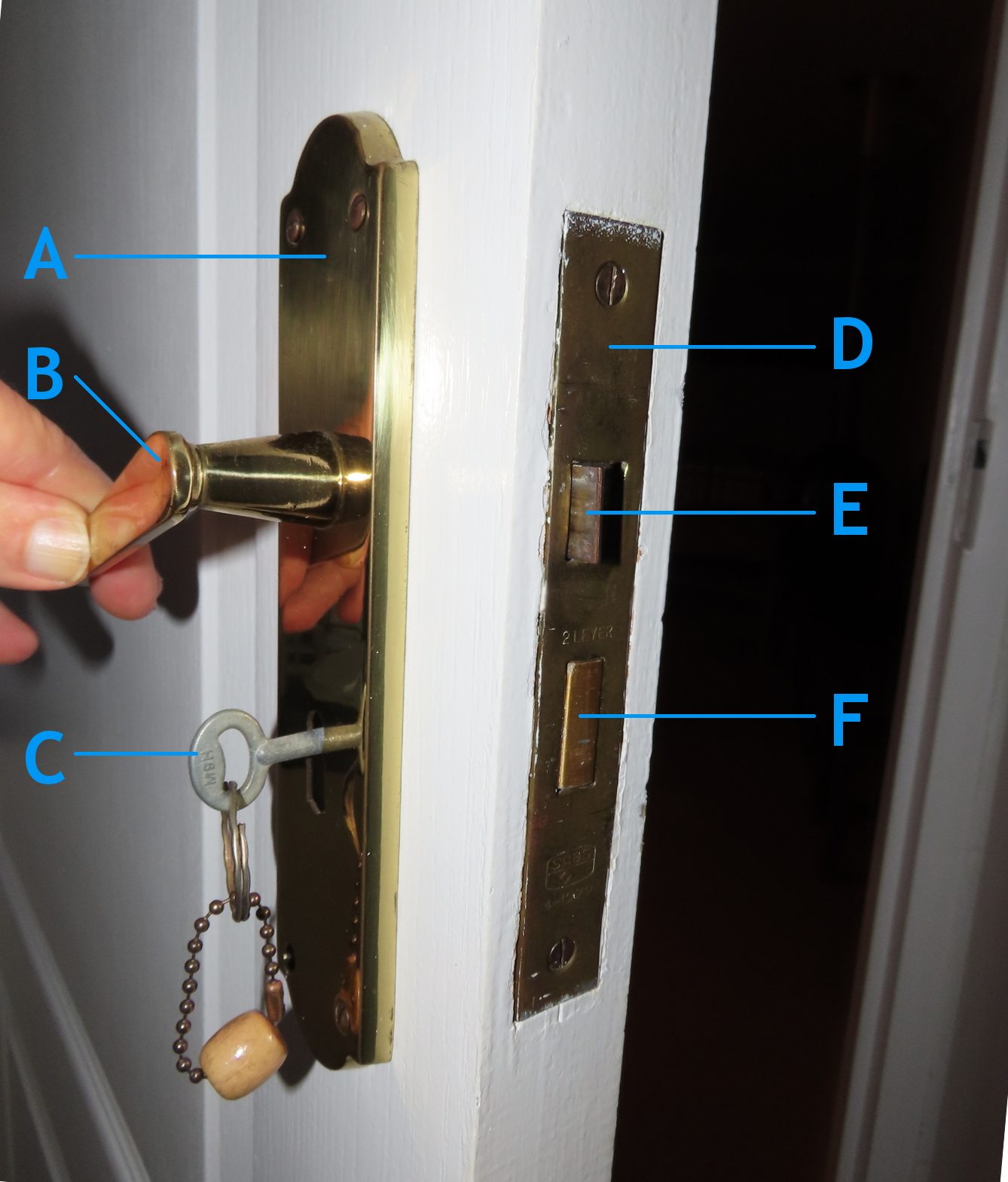 Deadbolt lock installed on a door