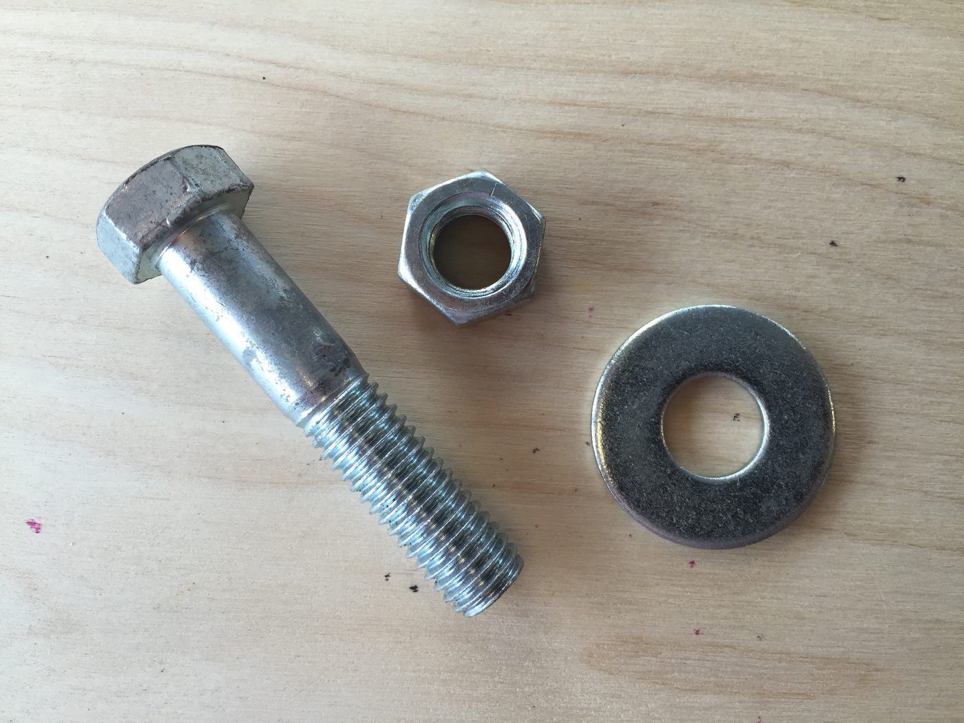 Bolt, nut, and washer fasteners