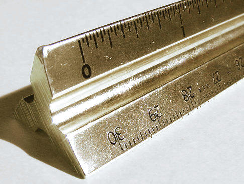 Triangular scale ruler used in civil engineering