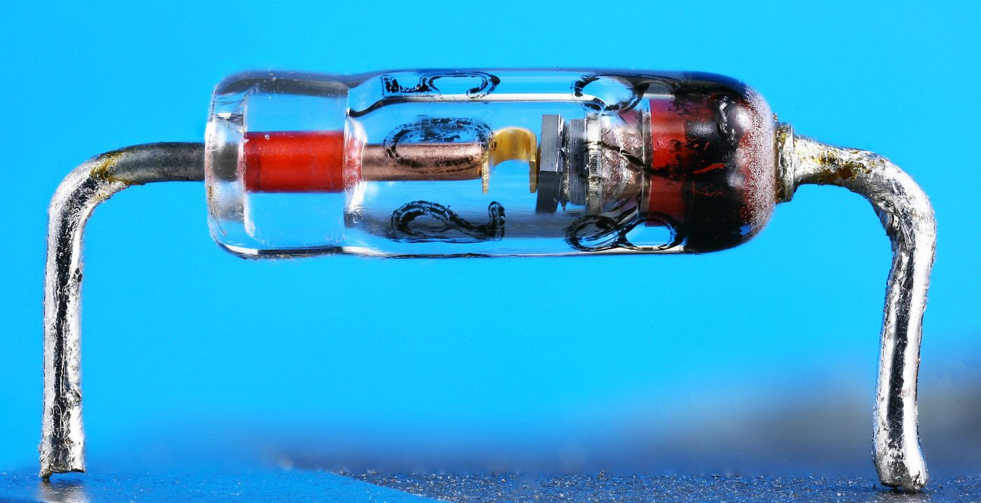 Close-up of a zener diode component